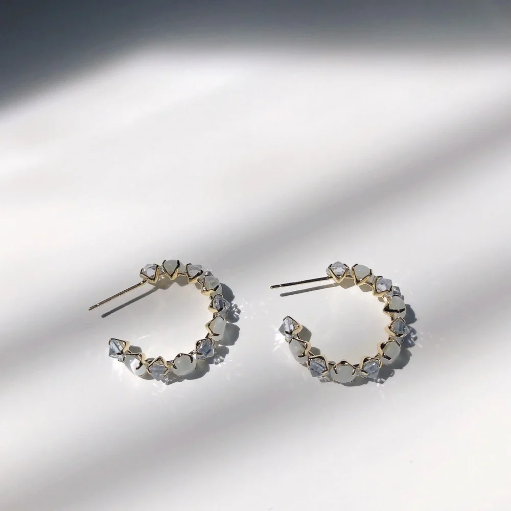 ✨NEW✨ Luxury Opals Hoop Earrings, Fashion Style for Women, as gift, party - Picture 3 of 7